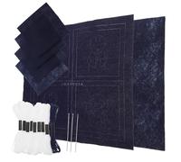 SEWACC Kit Sashiko Traditionnel Broderie Japonaise Pour Débutants 4 Sous-verres Brodés Moine, Kit Diy Textile Accessoires Broderie Artisanale Loisirs Créatifs, Présent Maison, Usage Quotidien