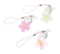 SEWACC Lanières De Téléphone Portable Cerisier 3 Pièces Pour Femmes, Pendentifs Décoratifs Colorés Rose Fuchsia Violet Vert, Breloques Solide Multifonctionnelles, Accessoires Mode Pour Paquet Et Clés