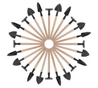 SEWACC Lot de 10 Set de Sets de Mini-Outils de Jardinage Portables 3 Pièces Truelle, Pelle et Râteau en Métal et Manche Bois, Petit Ensemble pour Repiquage, Transplantation et Plantation