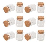 SEWACC Lot de 12 Mini Bouteilles en Verre Transparent de 30 ML avec Bouchon en Liège Flacons Hermétiques pour Rangement Décoration Intérieure et Loisirs Créatifs Bocaux Petits Pots