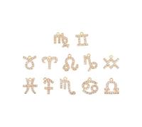 SEWACC Lot de 12 Pendentifs Zodiaque en Cuivre Petits Charms Astrologie DIY Bijoux Cuivre Doré Boucles D’Oreilles et Colliers Accessoires pour Fêtes et Usage Quotidien