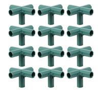 SEWACC Lot de 12 Raccords de Tuyau à 5 Voies pour Jardin Connecteurs D’Angle en Plastique 16 MM Support de Serrage Vert pour Tuteurs de Plantes Structure de Treillis Extérieure