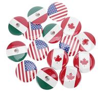 SEWACC Lot de 15 Épingles Rondes en Métal Drapeaux du Canada, États- et Mexique, Finition Solide et Fermoir de Sécurité Facile à Utiliser, pour Réunions D'affaires