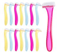 SEWACC Lot de 15 Rasoirs Jetables pour Femme Tondeuses à Poils Corporels Manuelles Couleurs Rouge Jaune et Bleu Clair Rasoir Corporel pour Jambes Aisselles et Bikini Usage