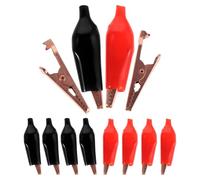 SEWACC Lot de 16 Pinces Crocodiles Isolées en Laiton Robuste Grand Modèle avec Capuchons Isolants Noir et Rouge pour Tests Électriques Circuits et Batteries Usage Professionnel et