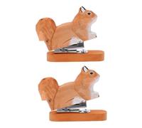 SEWACC Lot De 2 Agrafeuses En Bois En Forme D Écureuil Fournitures De Bureau Agrafeuse De Voyage Mini Agrafeuse Portable