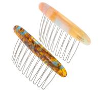 SEWACC Lot de 2 Barrettes à Cheveux Françaises 2pcs Peignes à Frange en Fer 4 Café Fleurs 1 Orange Éclatant pour Femmes Coiffure Minimaliste Chignon Accessoires