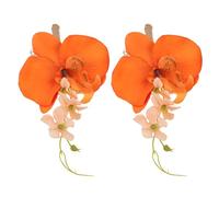 SEWACC Lot de 2 Boutonnières de Mariage Orange en Fleur Artificielle Réaliste, Corsages du Marié Témoins, Accessoire Vestimentaire Élégant pour Cérémonies et Fêtes Formelles