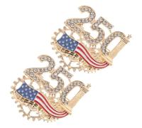 SEWACC Lot de 2 Broches Commémoratives en Alliage Or Design Rétro Américain Arrondi pour Célébration du 4 Juillet et Tenue Festive