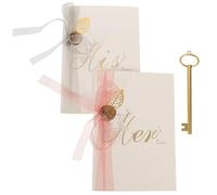 SEWACC Lot de 2 Cartes de Vœux de Mariage en Papier Résistant, Finition Ruban Sceau de Cire, Couleurs Géranium Rose et Gris Cappuccino, pour Discours et Déclaration Lors de Banquets