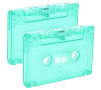 SEWACC Lot De 2 Cassettes Audio Vierges Format Standard, Plastique Transparent Vert Clair, Accessoire Déco Vintage pour Bureau Et Loisirs Créatifs