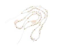 SEWACC Lot de 2 Chaînes de Téléphone Portable Décoratives à Perles Blanches, Style Bohème Coquillages et Lettres, Bracelet Anti-perte pour Téléphone, Accessoire Créatif et Suspendu,