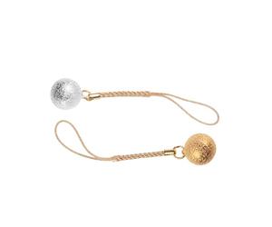 SEWACC Lot de 2 Cloches Suspendues Rondes en Cuivre Grainé Doré et Argenté avec Pompon, Accessoires Décoratifs DIY pour Pendentifs de Téléphone Portable et Paquet, Décoration Japonaise
