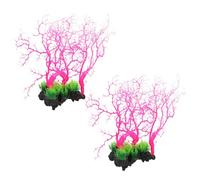 SEWACC Lot de 2 Coraux Artificiels en Plastique Rouge et Blanc Décorations Réalistes pour Aquarium Eau Douce et Eau de Mer Ornements de Récif Corallien Simulé pour Décor Paysage