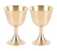SEWACC Lot de 2 Coupes à Vin en Laiton Doré, Grand Format 8 CM, Gobelets Multifonctions pour Offrandes et Usage Domestique, Décoration Temple et Objets de Cérémonie Traditionnels