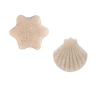 SEWACC Lot de 2 Éponges Démaquillantes Visage en Poudre de Noix Exfoliante 2 Formes Hexagonale et Coquillage 100% Biodégradables et Réutilisables Nettoyage Doux Peau Sensible pour