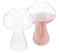 SEWACC Lot de 2 Gobelets à Cocktail en Verre Transparent Forme Champignon, 2 Pcs, Tasse Épaisse pour Fête et Bar, Coupe de Jus Originale pour Soirées, Verres à Cocktail Créatifs