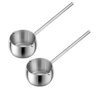 SEWACC Lot de 2 Mini Casseroles en Acier Inoxydable 300 Ml pour Chauffer Beurre et Huile Poêle Anti-Éclaboussures à Long Manche Chauffe-Lait Compact la Cuisine et Cuisson Précise