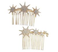 SEWACC Lot de 2 Peignes à Cheveux Strassés Dorés Accessoires de Tête pour Filles Pinces Latérales Décoratives pour Coiffure Mariage et Occasions Spéciales