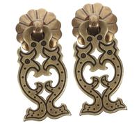 SEWACC Lot de 2 Poignées de Porte en Laiton Style Chinois Bronze Vieilli, Petite Poignée pour Meuble, Commode et Tiroir, Bouton de Tiroir Vintage pour Armoire et Bureau, Décorations