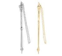 SEWACC Lot de 2 Pointeurs Bibliques en Métal 13 Cm avec Chaîne, Outil de Lecture Manuel pour Bible Juive, Modèles Tête Oignon Dorée et Tête Couronne Argentée, Présent Spirituel