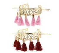 SEWACC Lot de 2 Porte-Chignons Vintage en Alliage Pompons Rouges et Roses Chignon Manchette pour Femme Accessoires Cheveux Élégants pour Mariage et Usage Quotidien