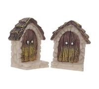 SEWACC Lot de 2 Portes Miniatures de Fée en Bois Toit en Chaume Décorations Féeriques pour Jardin Miniature Maison de Poupée Accessoires Créatifs pour Décoration Intérieure et