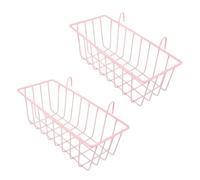 SEWACC Lot de 2 Râteliers à Foin pour Lapins en Métal Rose Support Mangeoire Murale pour Cage à Petits Animaux Distributeur Solide et Facile à Nettoyer pour Cochons D’Inde et