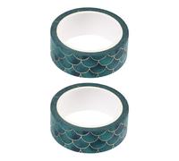 SEWACC Lot de 2 Rubans Adhésifs Washi à Écailles de Poisson en Papier Décoratif Finition Dorée 15 MM X 10 M pour DIY Scrapbooking Fournitures de Fête et Décoration Créative