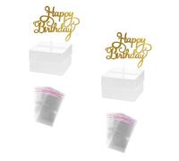 SEWACC Lot de 2 set de Tirelires de Gâteau Transparentes Grosse Taille Décoration Anniversaire avec Texte « Joyeux Anniversaire » Caisse à Billets pour Fête D’Anniversaire Accessoire
