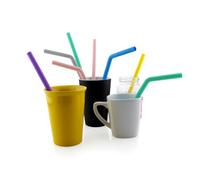 SEWACC Lot de 2 Sets de Pailles en Silicone Pliables et Coudées Rose, Paille Réutilisable Écologique avec Brosse de Nettoyage et Étui Compact, pour Boissons, Smoothies et Cocktails