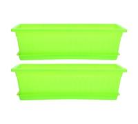 SEWACC Lot de 2 Sets de Pots de Pépinière Rectangulaires Verts Soucoupe en Polypropylène Épais Pots Respirants pour Orchidées et Plantes D’Intérieur Jardinières Pratiques pour Balcon