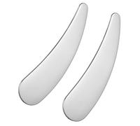 SEWACC Lot de 2 Spatules Miniatures en Acier Inoxydable Argenté pour Application de Soins Peau, Spatules Cosmétiques Voyage et Maquillage Précis