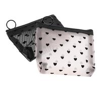 SEWACC Lot de 2 Trousses de Maquillage Petites en Mesh Beige et Noir à Pois Paquet de Rangement à Fermeture Éclair Légers et Portables pour Voyage Pochettes de Toilette Multifonctions