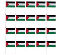 SEWACC Lot de 20 Drapeaux à Main Palestiniens 14 X 21 CM en Tissu Résistant Petits Drapeaux d'Extérieur Hampe pour Événements Sportifs Décoration Jardin et Manifestations