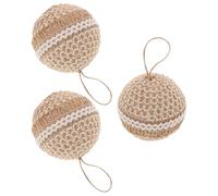 SEWACC Lot de 3 Boules de Noël à Suspendre en Corde de Jute Naturelle Décorations Festives pour Sapin de Noël Petites Boules Décoratives Réutilisables pour Ambiance Hivernale