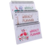 SEWACC Lot de 3 Carnets de Planification Hebdomadaire Étudiants 3 Motifs Format A5 à Spirale, Papier 80g/m², Agenda Multifonction Portable pour Organisation Scolaire et Travail