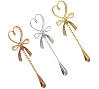 SEWACC Lot de 3 Cuillères à Café en Acier Inoxydable 304 Cuillères à Mélanger Nœud Décoratif Assortiment Or Argenté et Rose pour Café Dessert et Bar Usage Maison et Professionnel