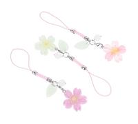 SEWACC Lot De 3 Dragonnes Pour Téléphone Portable Décoration De Téléphone Pendentif Fleur De Cerisier Solide Multicolore Rose Bleu Jaune Accessoire Pratique