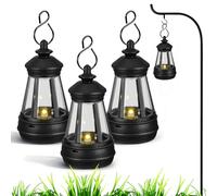SEWACC Lot de 3 Lanternes Solaires Décoratives de Jardin LED en Plastique, Mini Taille 4,8x8,5 Cm, à Suspendre Solaire pour Éclairage Extérieur, Ambiance Douce pour Patios et Espaces