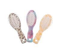SEWACC Lot de 3 Mini Brosses à Cheveux Démêlantes Airbag Format Poche Imprimé Léopard Jaune Violet pour Femmes et Garçon et Filles Usage Voyage Massage Cuir Chevelu