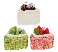 SEWACC Lot de 3 Modèles de Gâteau de Cœur, Décoration Réaliste Faux Fruits Artificiels, Accessoires Photo pour Présentation Pâtisserie et Décor Intérieur, pour Fêtes et Expositions