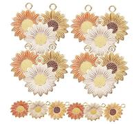 SEWACC Lot de 30 Pendentifs Tournesol Diy, Accessoires Création Bijoux, Alliage Couleur Blanc Orange Jaune, Petit Porte-clés, Ornement Paquet, Loisirs Créatifs, Présent Fête, Artisanat Temps
