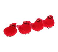 SEWACC Lot de 4 Oiseaux Artificiels Rouges en Mousse Légère Petite Figurine d'Oiseau Décorative Réaliste à Plumage Décoration de Jardin et Plantes Vertes Ornement pour Intérieur et