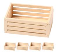 SEWACC Lot de 5 Mini Caisses de Rangement en Bois pour Maison de Poupée, Caisses à Lait Miniatures en Bois, Petits Paniers Décoratifs pour Maison de Poupée, 3,8 X 2,6 X 1,5 Cm