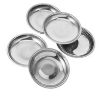 SEWACC Lot de 5 Petits Plats Ronds à Sauce en Acier Inoxydable Épais 9 CM, Bols à Trempette pour Sauce Soja, Ketchup et Condiments, Vaisselle Apéritif Résistante et Polyvalente