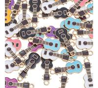 SEWACC Lot de 50 breloques guitare vintage : pendentifs pour boucles d'oreilles, bracelets, porte-clés, fabrication de bijoux, scrapbooking, décorations de Noël, bricolage