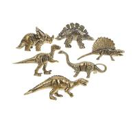 SEWACC Lot de 6 Figurines Miniatures de Dinosaures en Laiton, Décoration Bureau Rétro, Sculptures Animales Vintage pour Fête Thème des Dinosaures, Ornements de Collection Détaillés