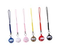 SEWACC Lot de 6 Pendentifs Amulette Chat en Cuivre Cloche Petit Ornement à Suspendre Multi-Usages pour Téléphone Portable Paquet à Dos et Paquet à Main Décoration Japonaise Colorée