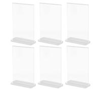 SEWACC Lot de 6 Porte-affiches A6 en Acrylique Transparent, Support D'affichage de Menu Double Face Incliné 9 X 12,8 Cm, Présentoir de Table Stable et Polyvalent pour Restaurant, Bureau